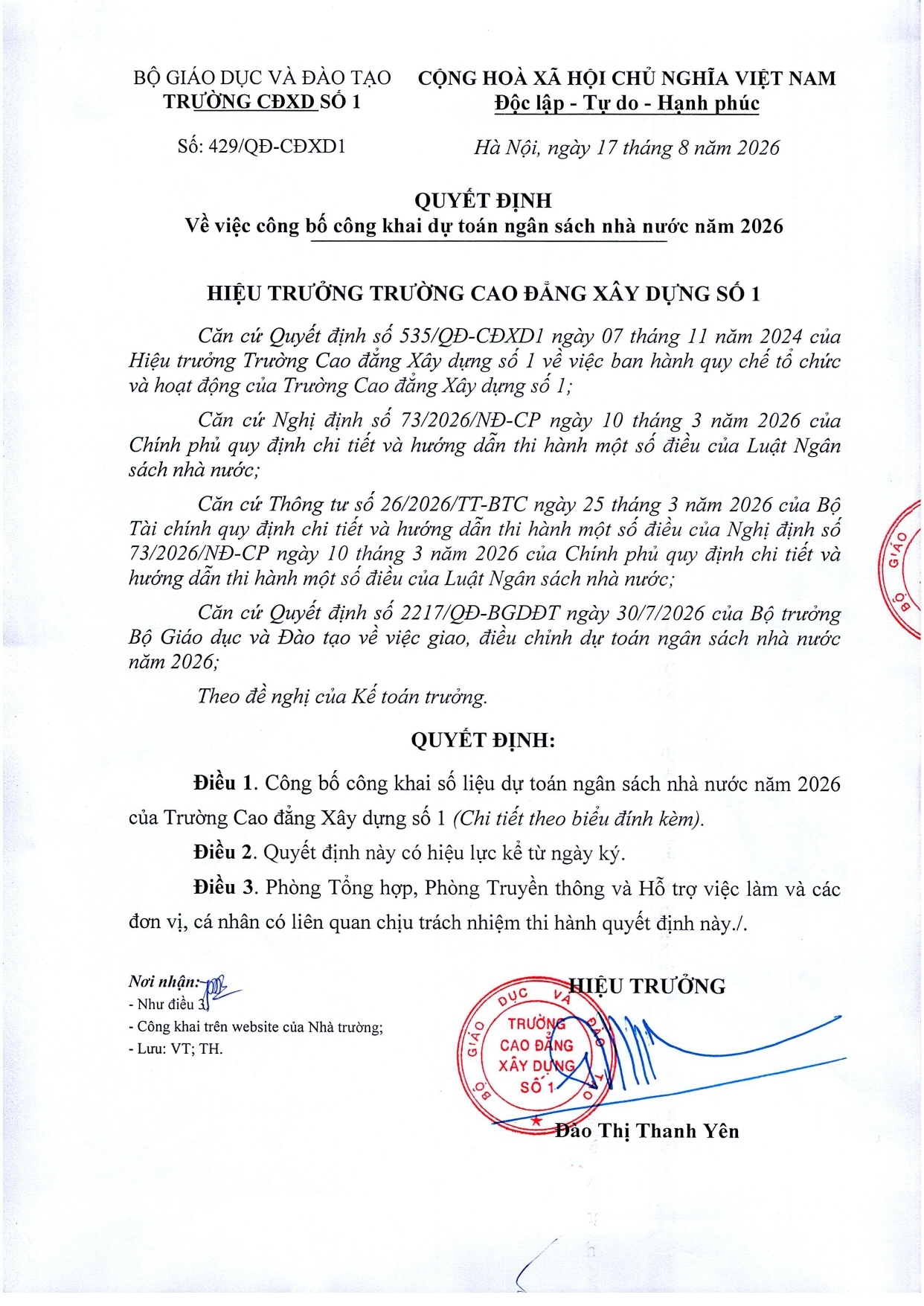 CÔNG BỐ CÔNG KHAI DỰ TOÁN NGÂN SÁCH NHÀ NƯỚC NĂM 2026